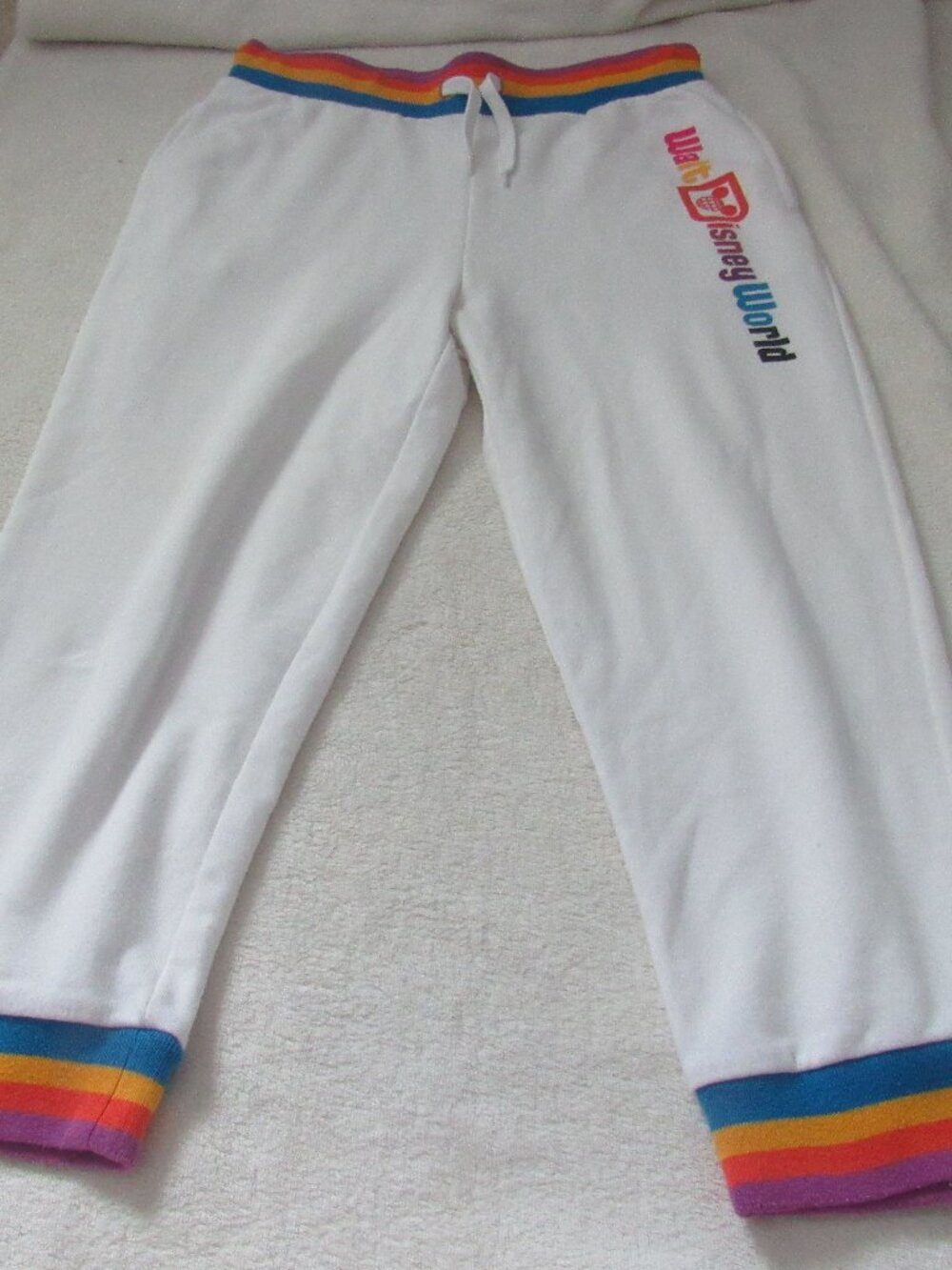 Walt Disney World WDW White Cropped Joggers Size Medium